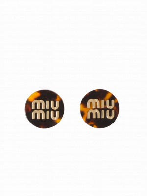 Miumiu Women's Plexiglas Earrings Dark Coffee