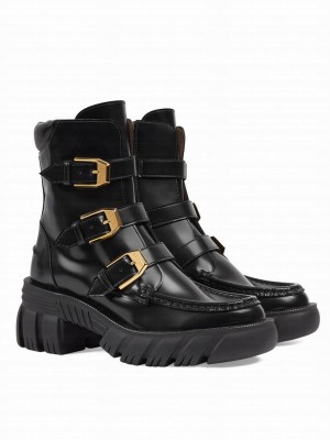 Gucci Women's Ankle Boot With Buckles 663590 Black