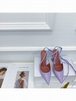 AMINA MUADDI Gilda embellished Leather 9.5cm pumps Purple 2021 Collection