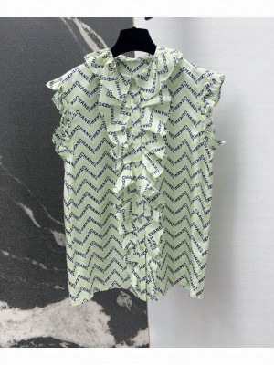Chanel Women's Sleeveless Silk Shirt Green