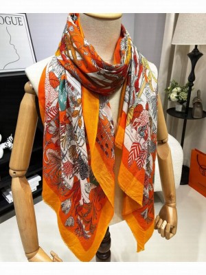 Hermes Women's Precious Paradise Scarf Orange