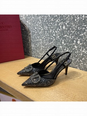 Valentino VLogo Slingback Pumps 8cm in black Crytal 2022 Collection