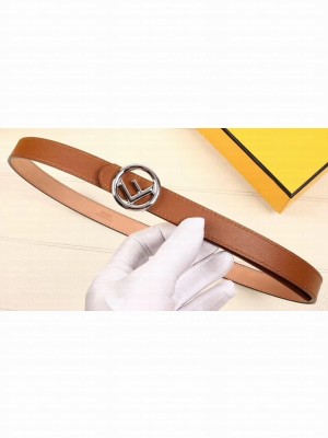Fendi Width 2cm F is Fendi Logo Round Buckle Belt Brown/Silver