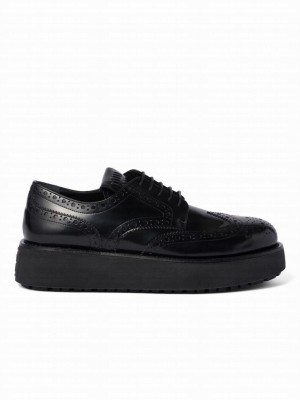 Miumiu Women's Brushed Leather Oxford Brogues 5E177E Black