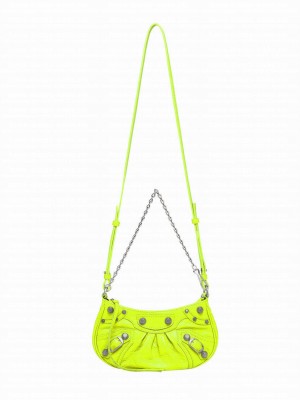 Balenciaga Le Cagole Mini Purse With Chain Metallized Yellow