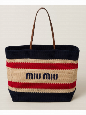 miumiu Raffia effect woven tote bag 5GB228-2