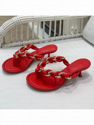 Bottega Veneta Dot Entwined Thong Sandals Red  2021 Collection