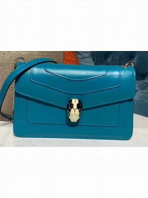 Bvlgari Serpenti Forever 22cm Flap Cover Bag Turquoise 2019