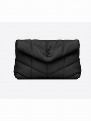 SAINT LAUREN PUFFER SMALL POUCH IN QUILTED LAMBSKIN 6508801 black