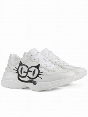 Gucci Unisex Rhyton Sneaker With Cat Eyes White
