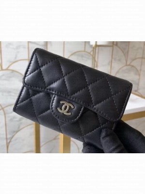 Chanel Classic Small Card Holder AP0214 Lambskin Black/Silver