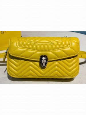 Bvlgari Serpenti Forever Belt Bag in Quilted Chevron Leather Yellow 2019