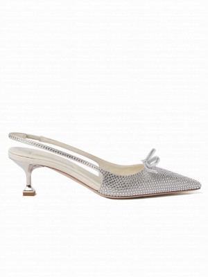 Miumiu Women's Satin Slingback Pumps Silver