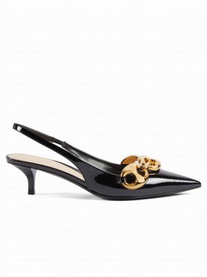 Gucci Women's Slingback With Marina Chain 794372 Black