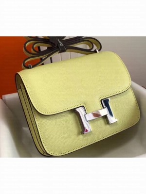Hermes Constance Mini/MM Bag in Epsom Leather Light Yellow with Silver Hardware