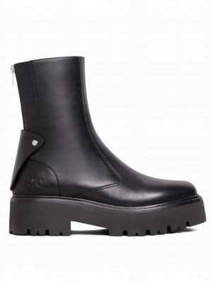 Celine Women's Bulky Boots With Back Zip And Triomphe In Calfskin Black