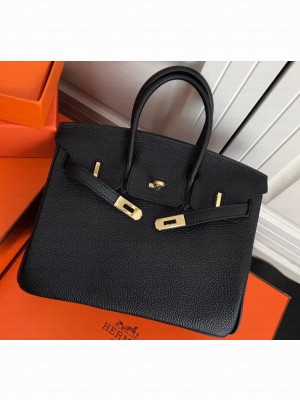 Hermes Birkin 25cm Bag Black in Togo Leather With Gold Hardware