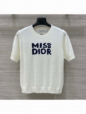 Dior Short-sleeved Sweater with Blue Miss Dior Graffiti Motif