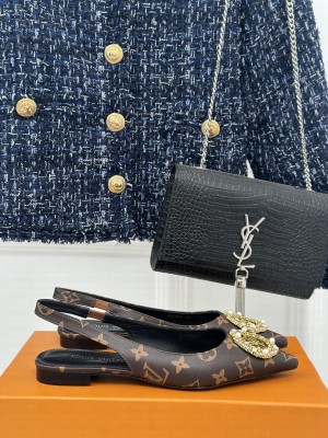 Louis Vuitton LV Initials accessory Slingbacks Flat Brown