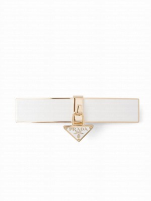 Prada Women's Metal Hair Clip White