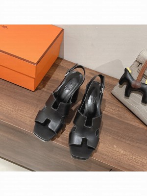 Hermes Elbe 9cm Sandals Black