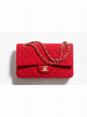 Chanel CLASSIC 11.12 HANDBAG Wool Tweed & Gold-Tone Metal A01112 Red