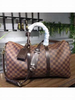Louis Vuitton Keepall 45 Bandouliere Duffle Bag Damier Ebene Canvas Fall/Winter 2017 Collection N41428, Beige