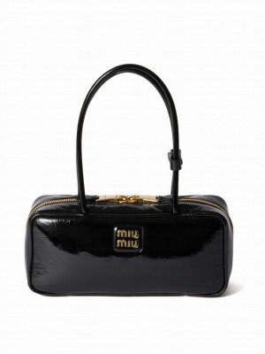 Miumiu Beau Naplak Patent Leather Bag Black