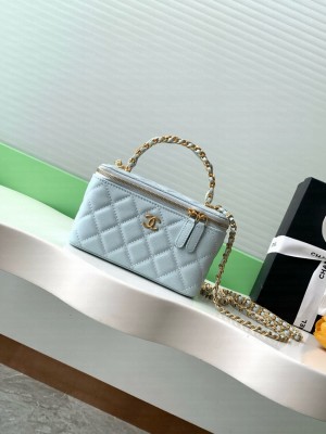 CHANEL Classic Small Vanity with Chain AP4799 light blue