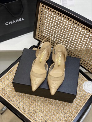 Chanel Mesh Mid-Heel 5cm Slingback Pumps Beige 2022 Collection