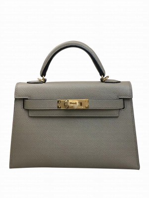 Hermes Kelly Bag 19 Epsom Leather Gray