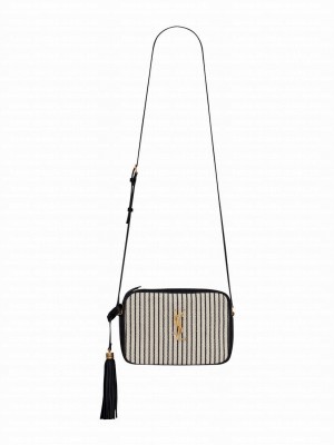 Saint Laurent Lou Camera Bag In Canvas And Smooth Leather Cream
