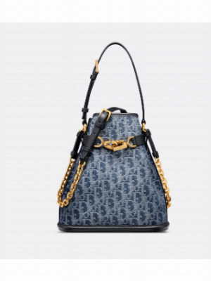 Medium Cest Dior Bag Blue Denim Dior Oblique Jacquard M2271U