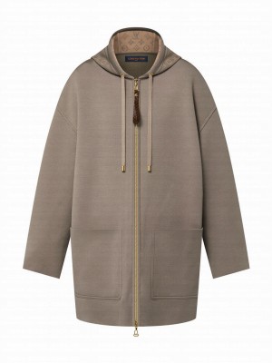 Louis Vuitton Women's Zip-Up Hooded Coat Henna
