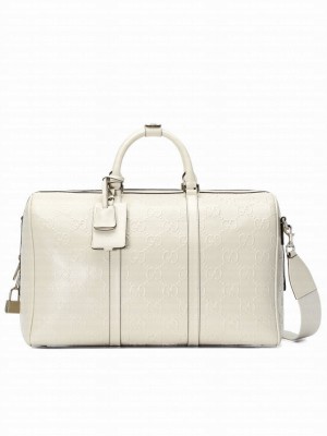 Gucci GG Embossed Duffle Bag 625768 Cream