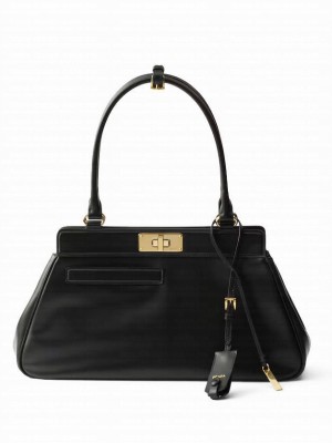 Prada Medium Leather Tote Bag 1BG569 Black