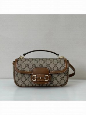 GUCCI HORSEBIT 1955 SOFT SMALL TOP HANDLE BAG 815206 brown