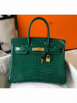 Hermes Birkin 30cm in Crocodile Embossed Calfskin Green 2020（Half-Handmade） Collection