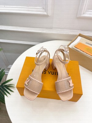 Louis Vuitton Shake Heel 5.5cm in Perforated Calf Leather Sandals Beige