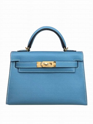 Hermes Kelly Bag 19 Epsom Leather Blue