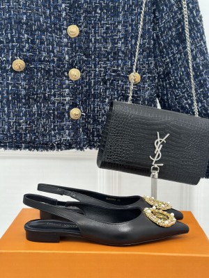 Louis Vuitton LV Initials accessory Slingbacks Flat Black