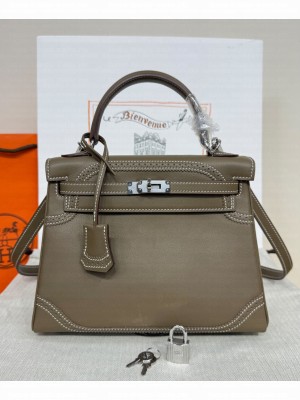 Hermes Hermes Kelly Ghillies 33 Retourne Handbag Gray
