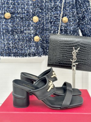 Valentino VLogo The Bold Edition Mule Sandals Black
