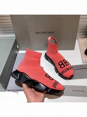 Balenciaga Speed Knit 13 Sock Short Boots Pink 2021 Collection