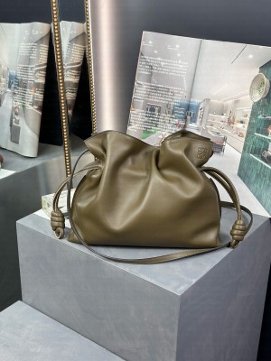 Loewe Flamenco Clutch In Nappa Calfskin Khaki green