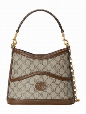 Gucci Large Shoulder Bag With Interlocking G Coffee