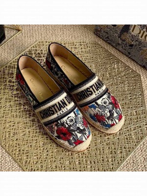 Dior Granville Espadrilles in Muliticolor Mille Fleurs Embroidered Cotton Spring/Summer 2021 Collection