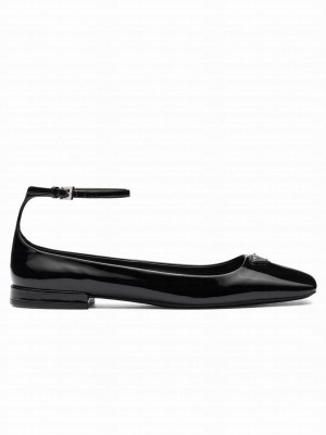 Prada Women's Patent Leather Ballerinas 1F036N Black