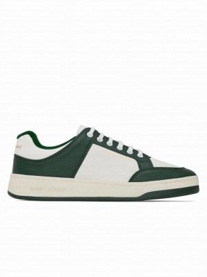 Saint Laurent Unisex Sl/61 Sneakers In Perforated Leather Dark Green