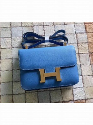 Hermes Constance 18/23 Bag in original Epsom Leather  Blue Izmir